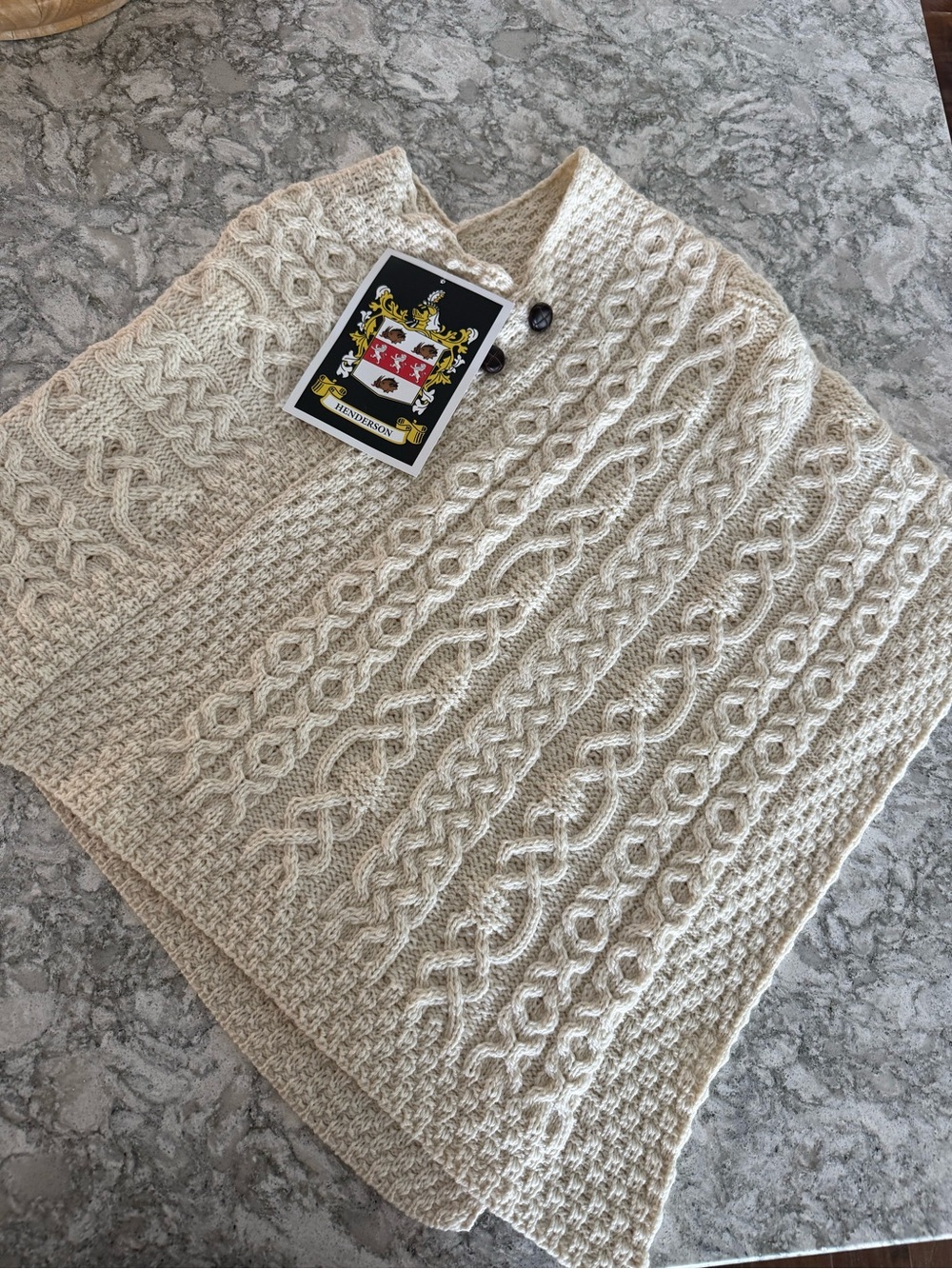 NWT Aran Crafts Sweater Poncho Womens  Merino Wool Cable Knit Ireland